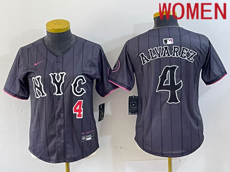Women New York Mets #4 Alyarez Black City Edition 2024 Nike MLB Jersey style 2->->Women Jersey